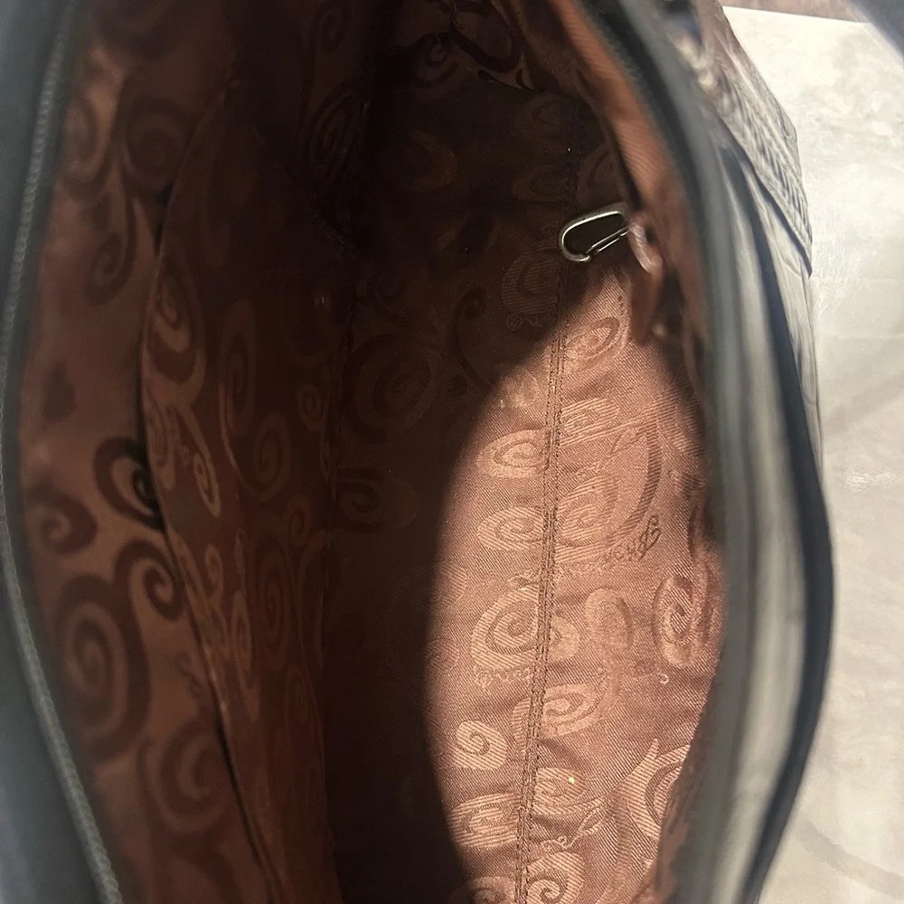 Brighton Black Leather Shoulder Bag with Silver Accents - Picture 5 of 6